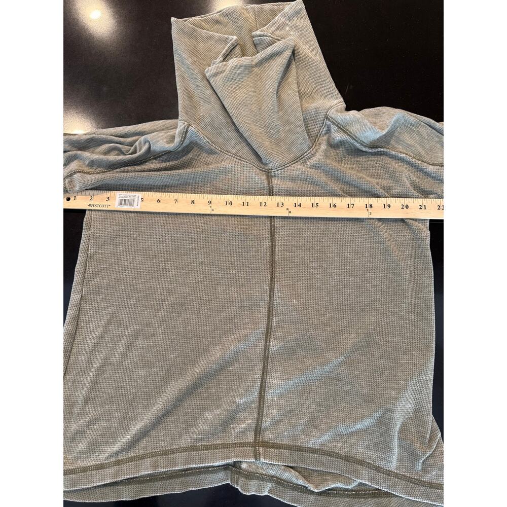 Lucky Brand Womens Muted Green/gray Cowl Neck Waffle Pullover High Low - Picture 5 of 6